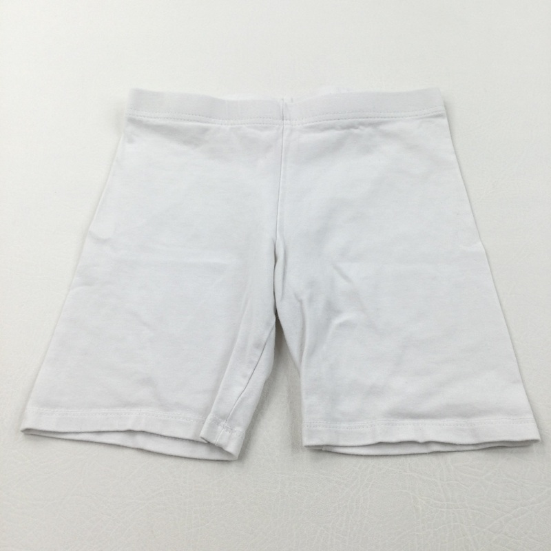 White Lightweight Cycling Style Jersey Shorts - Girls 9-10 Years