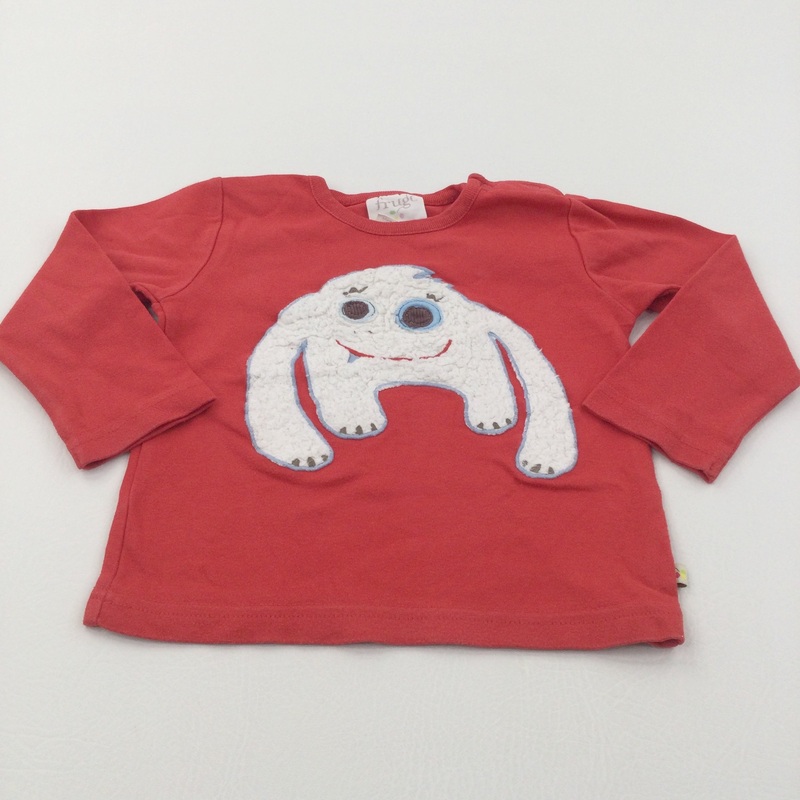 Yeti Appliqued Red Long Sleeve Organic Cotton Top - Boys 18-24 Months