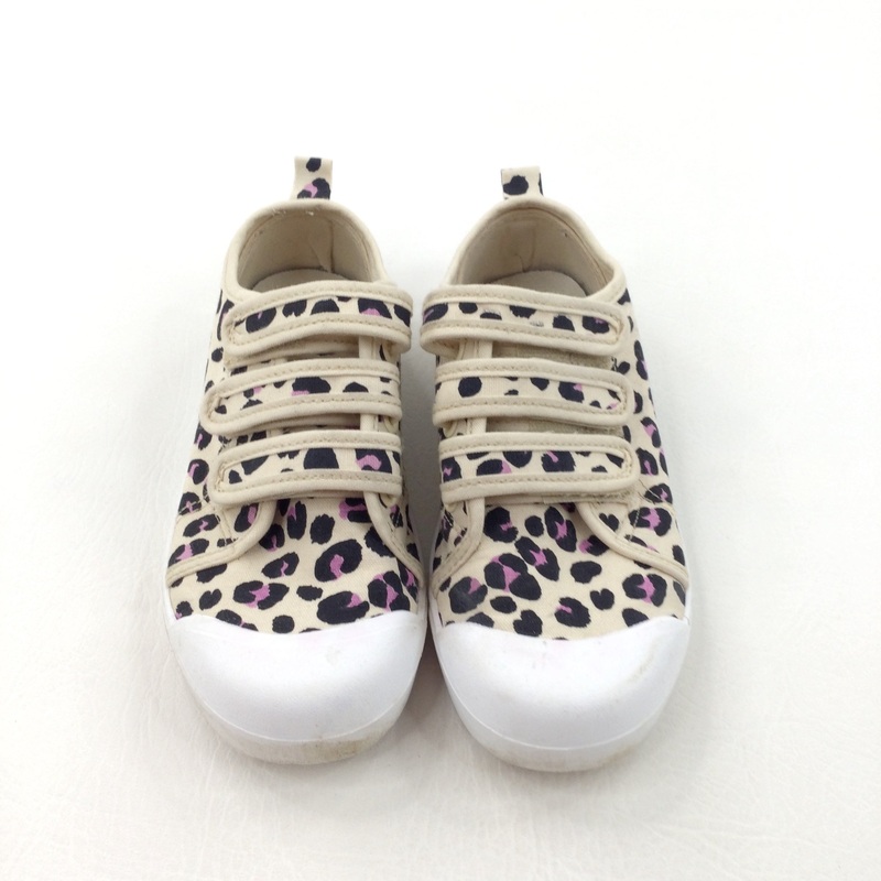 Animal Print Black, Purple & Cream Velcro Canvas Shoes - Girls - Shoe Size 13