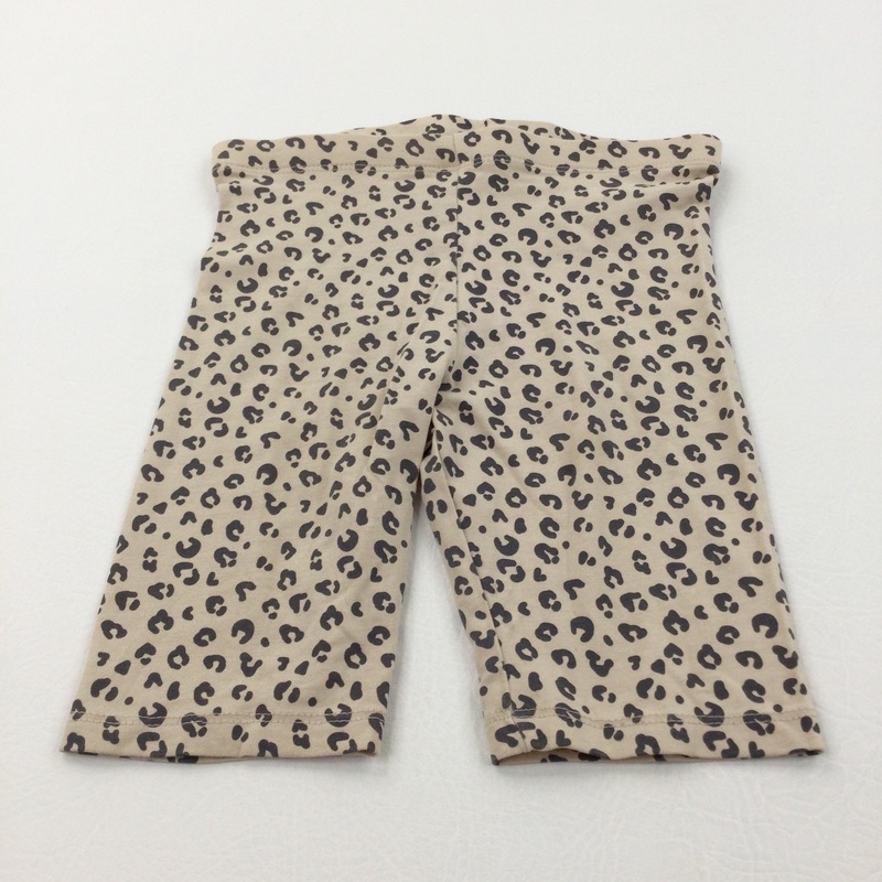 Animal Print Light Brown Lightweight Cycling Style Jersey Shorts - Girls 6-7 Years
