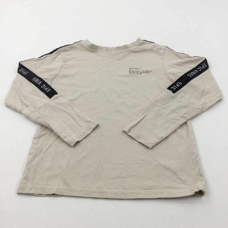 'Epic Vibes' Cream Long Sleeve Top - Boys 6-7 Years