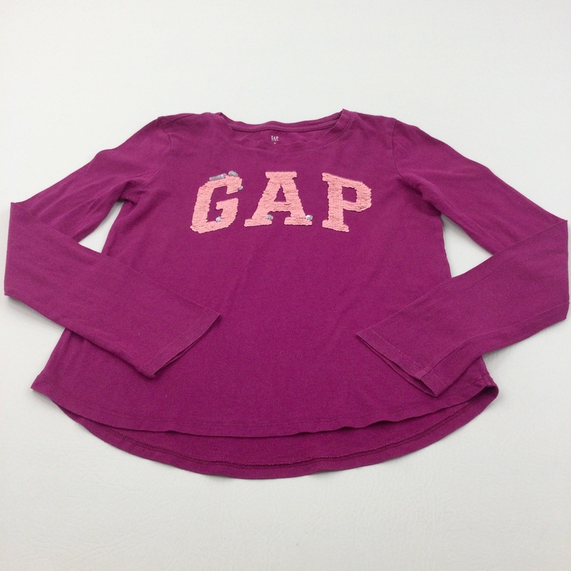 'GAP' Sequin Flip Mauve Long Sleeve Top - Girls 8-9 Years