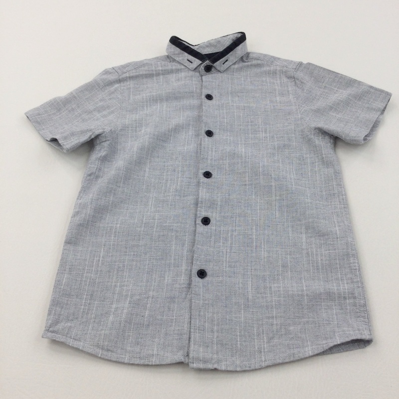 Grey & Black Cotton Shirt - Boys 6 Years