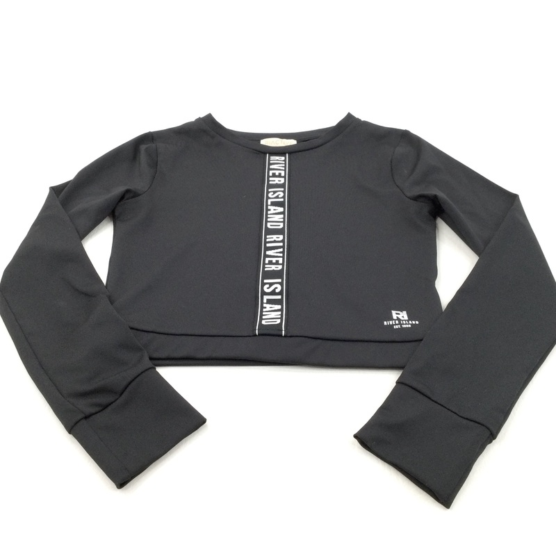 'River Island' Black Cropped Long Sleeve Sports Style Long Sleeve Top - Girls 11-12 Years