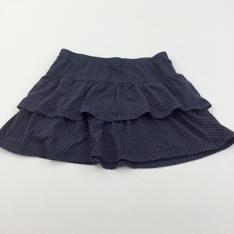 Spotty Navy & White Lightweight Jersey Skirt - Girls 6-8 Years