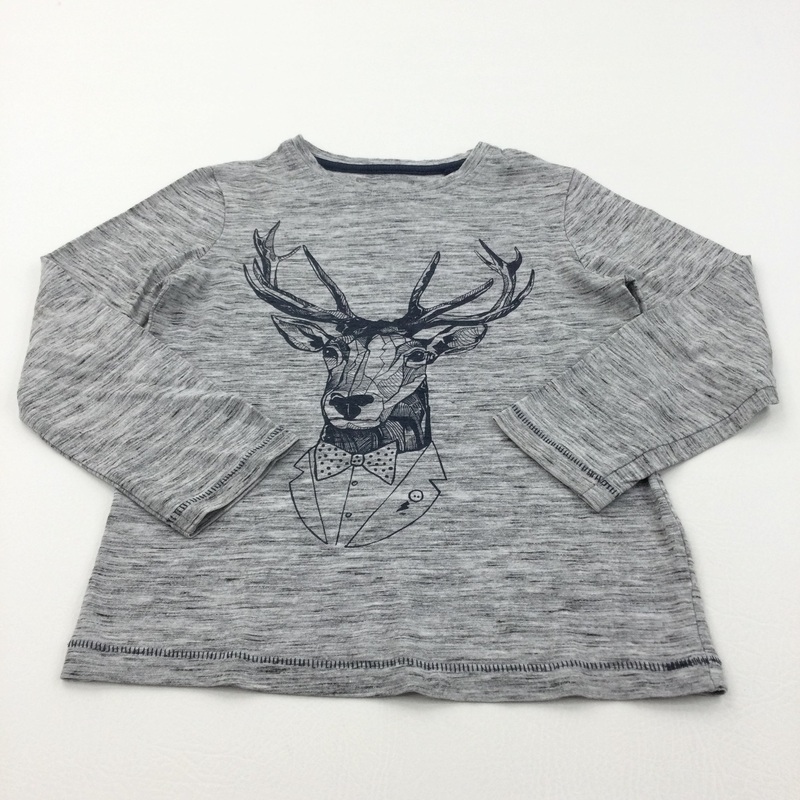 Stag Grey Mottled Long Sleeve Top - Boys 7 Years