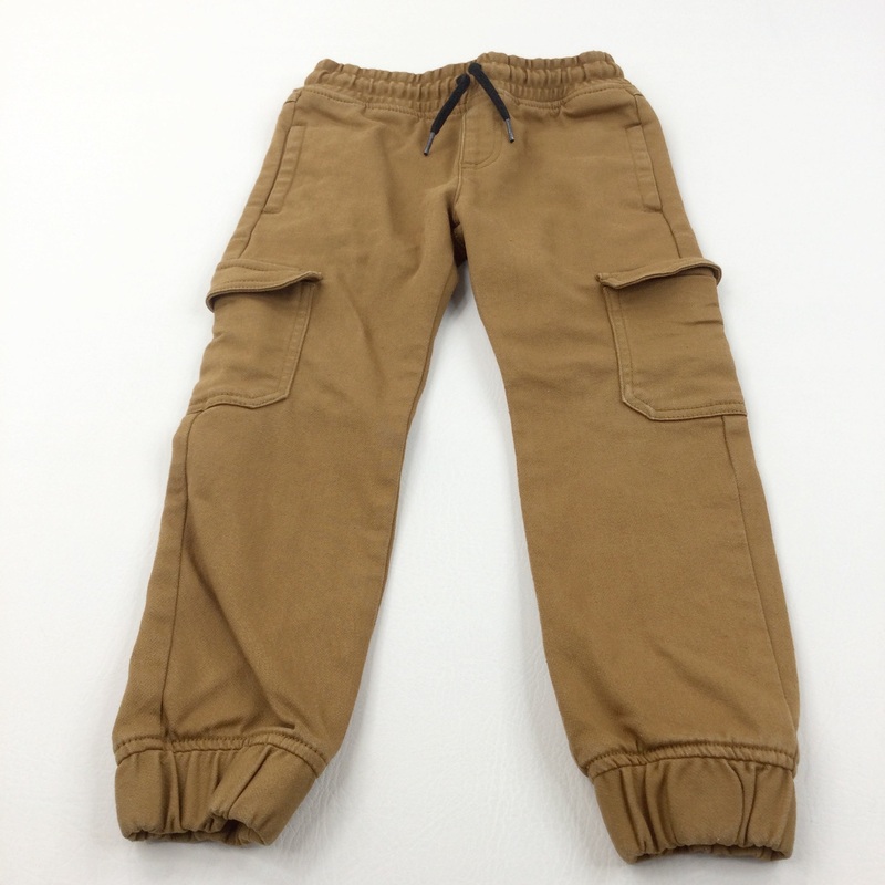 Tan Pull On Stretch Cargo Trousers - Boys 5-6 Years