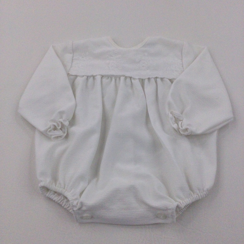 'ABC' Embroidered Vintage White Long Sleeve Blouse/Bodysuit - Girls 0-3 Months