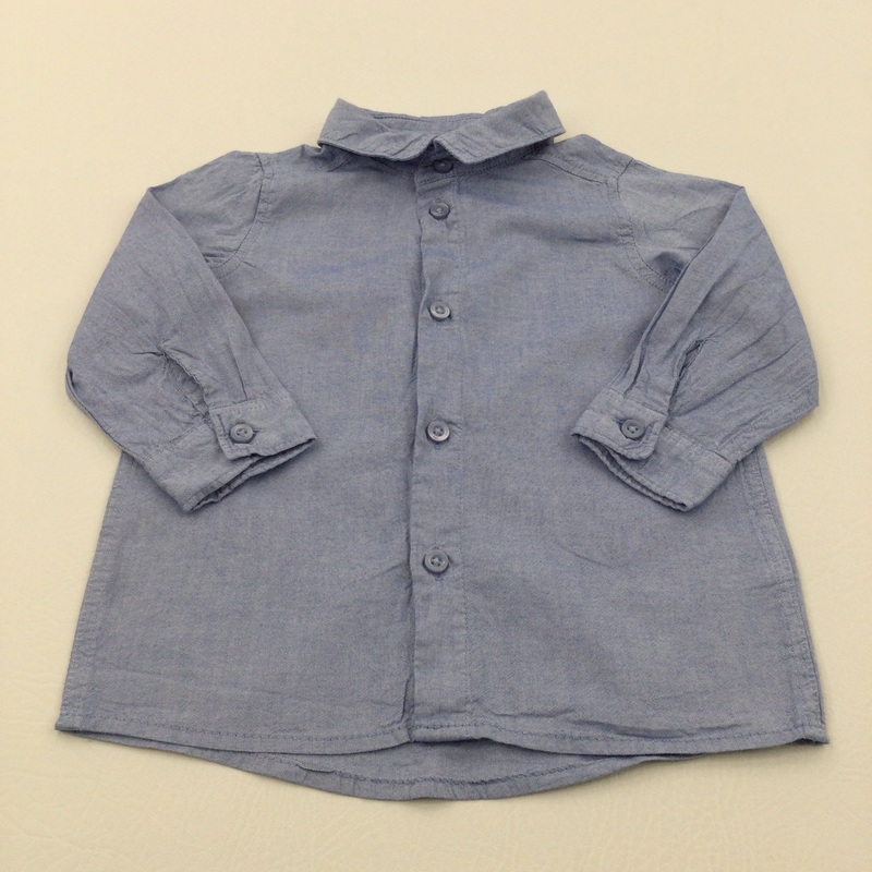 Blue Cotton Shirt - Boys 6-9 Months