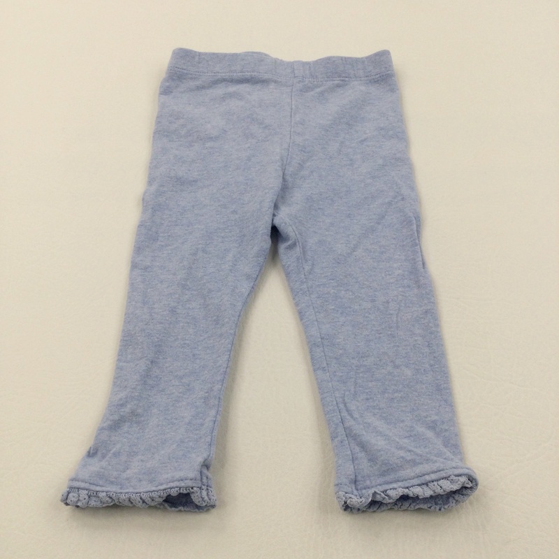 Blue Mottled Leggings with Frilly Hems - Girls 9-12 Months