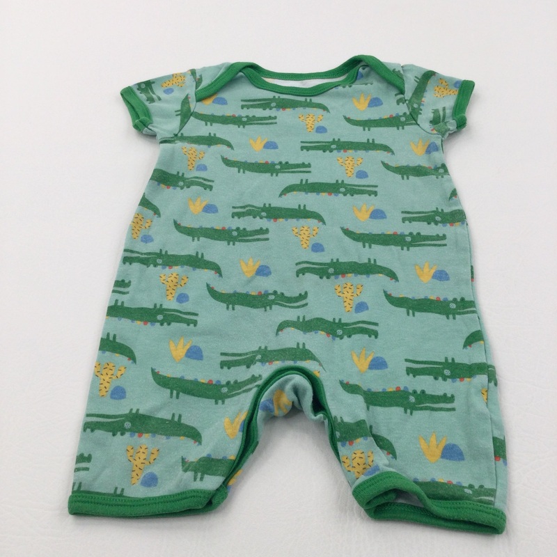 Crocodiles Green Jersey Romper - Boys 6-9 Months