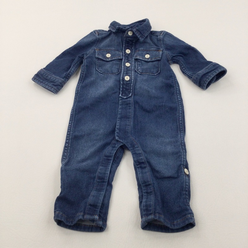 Dark Blue Denim All-In-One/Romper - Boys/Girls 3-6 Months