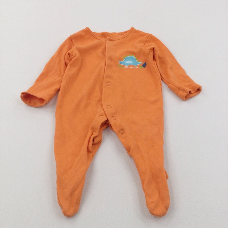 'I Am Roarsome' Dinosaur Orange Babygrow with Integrated Mitts - Boys Newborn