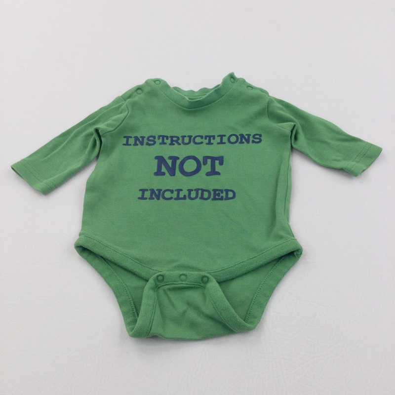 'Instructions Not Included' Green Long Sleeve Bodysuit - Boys Newborn