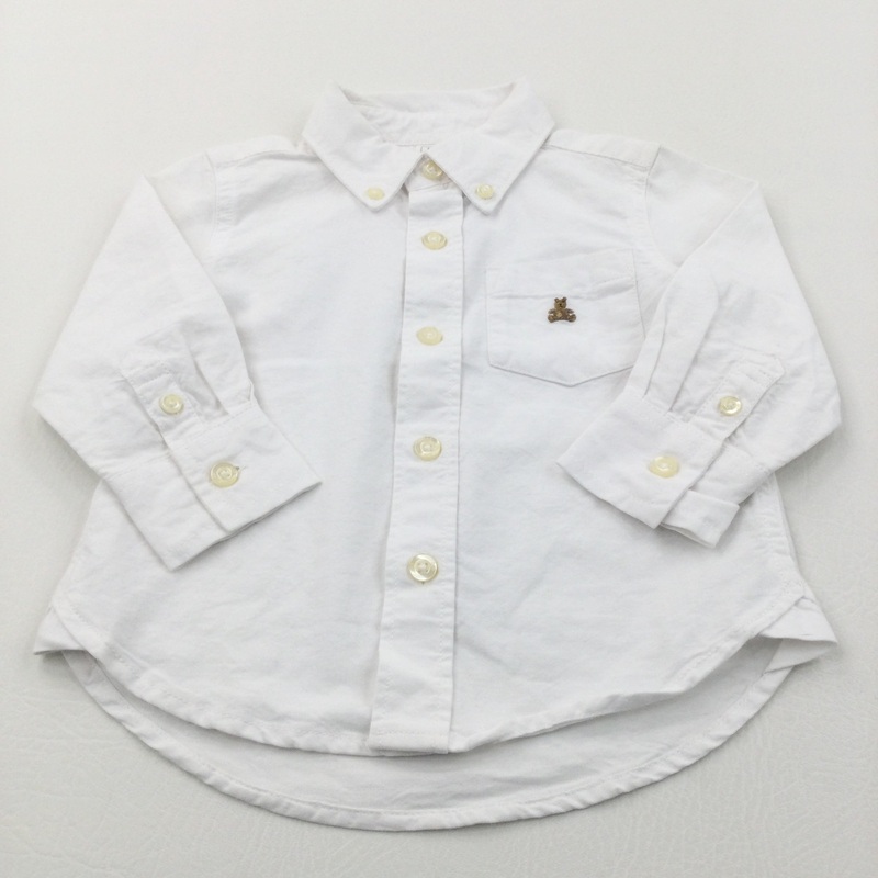 **NEW** Teddy Bear Motif White Cotton Shirt - Boys 12-18 Months