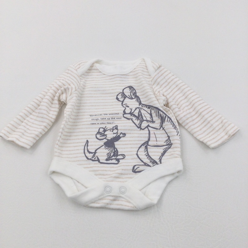 'Sometimes The Smallest Things, Take Up The Most Room In Your Heart' Kanga & Roo Beige & White Striped Long Sleeve Bodysuit - Boys/Girls Newborn