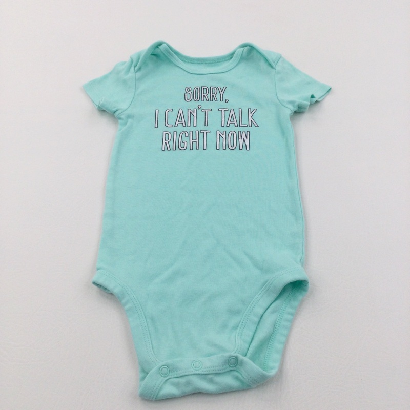 'Sorry, I Can't Talk Right Now' Mint Green Short Sleeve Bodysuit - Girls 18-24 Months