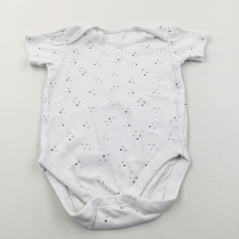 Stars White Short Sleeve Bodysuit - Boys/Girls 18-24 Months