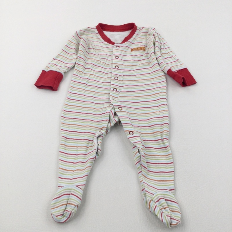 'The Circus Family' Colourful Stripes Red & White Babygrow - Boys 3-6 Months