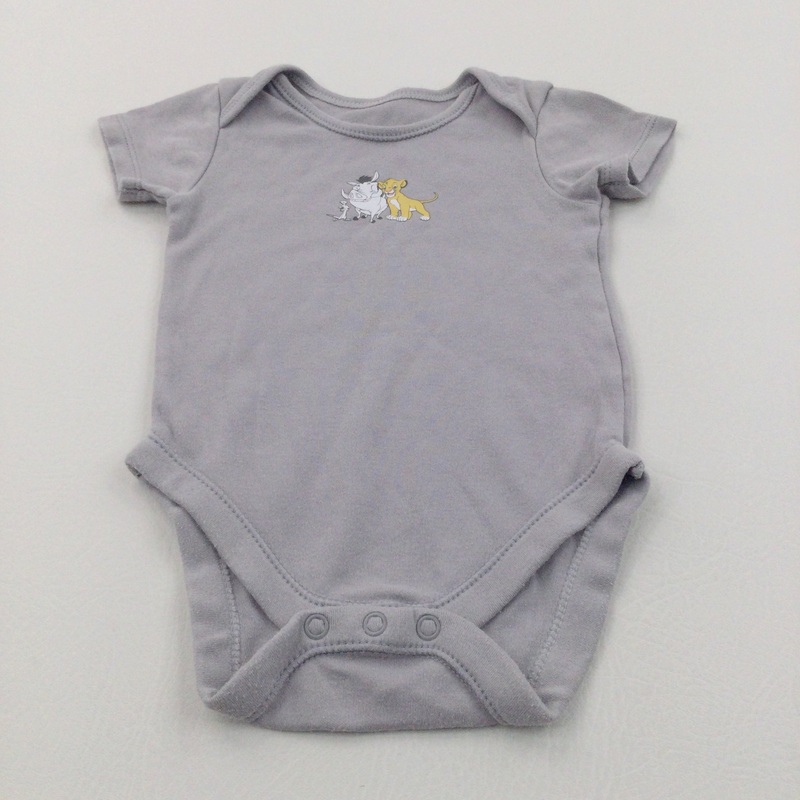 Timon, Pumbaa & Simba Lion King Grey Short Sleeve Bodysuit - Boys 6-9 Months