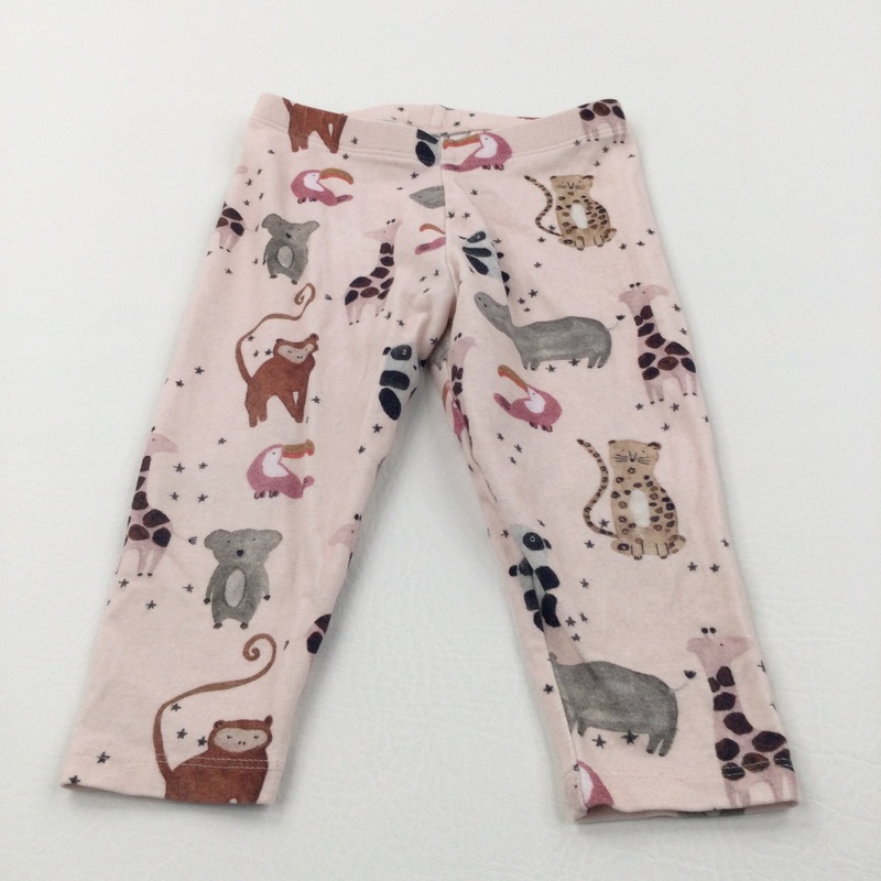 Wild Animals Pink Leggings - Girls 9-12 Months