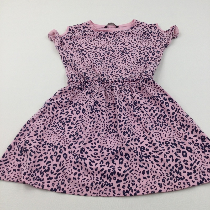 Animal Print Black & Pink Lightweight Jersey Dress - Girls 8-9 Years