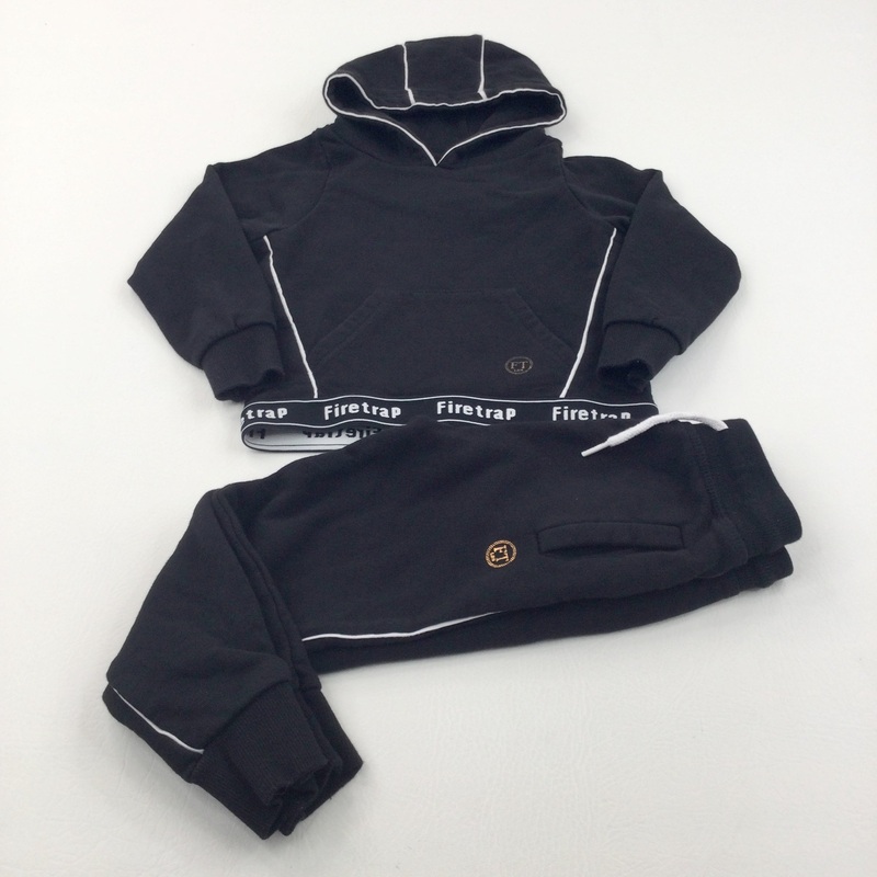 'Firetrap' Black Hoodie Tracksuit Set - Boys/Girls 3-4 Years
