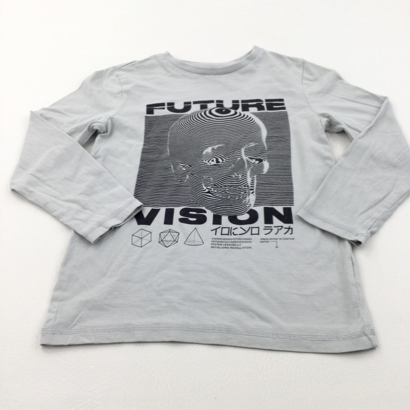'Future Vision' Black & Grey Long Sleeve Top - Boys 7-8 Years