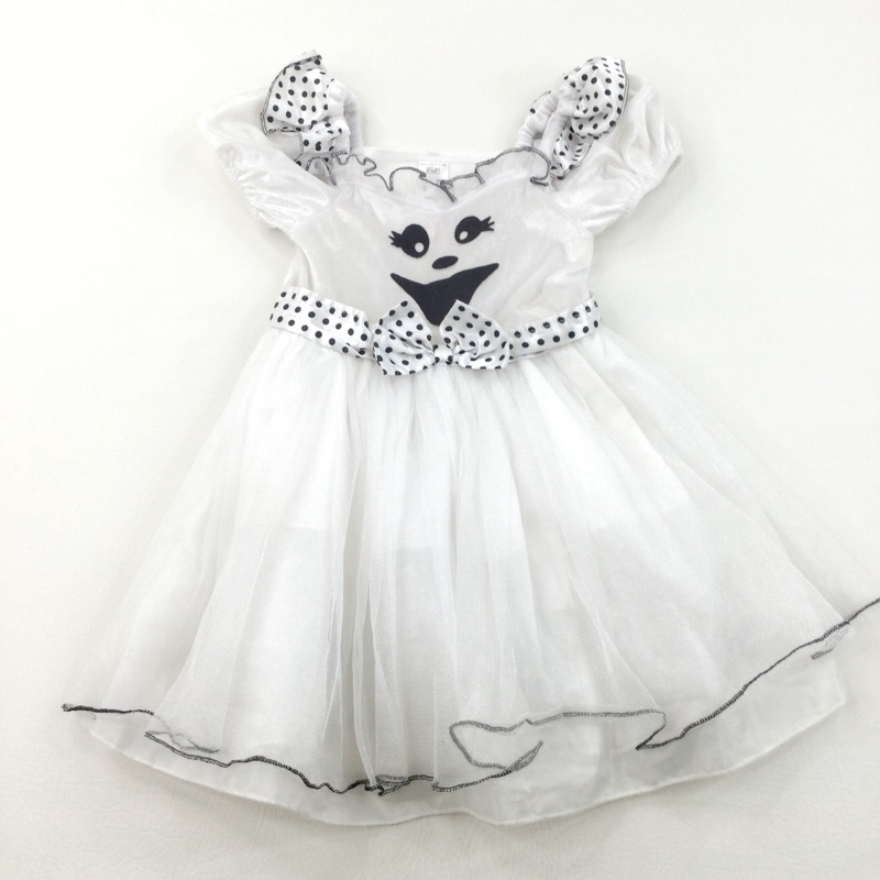 Ghost Face White & Black Halloween Costume Dress - Girls 2-3 Years