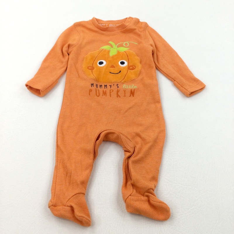 'Mummy's Little Pumpkin' Appliqued Orange Babygrow - Boys/Girls Newborn