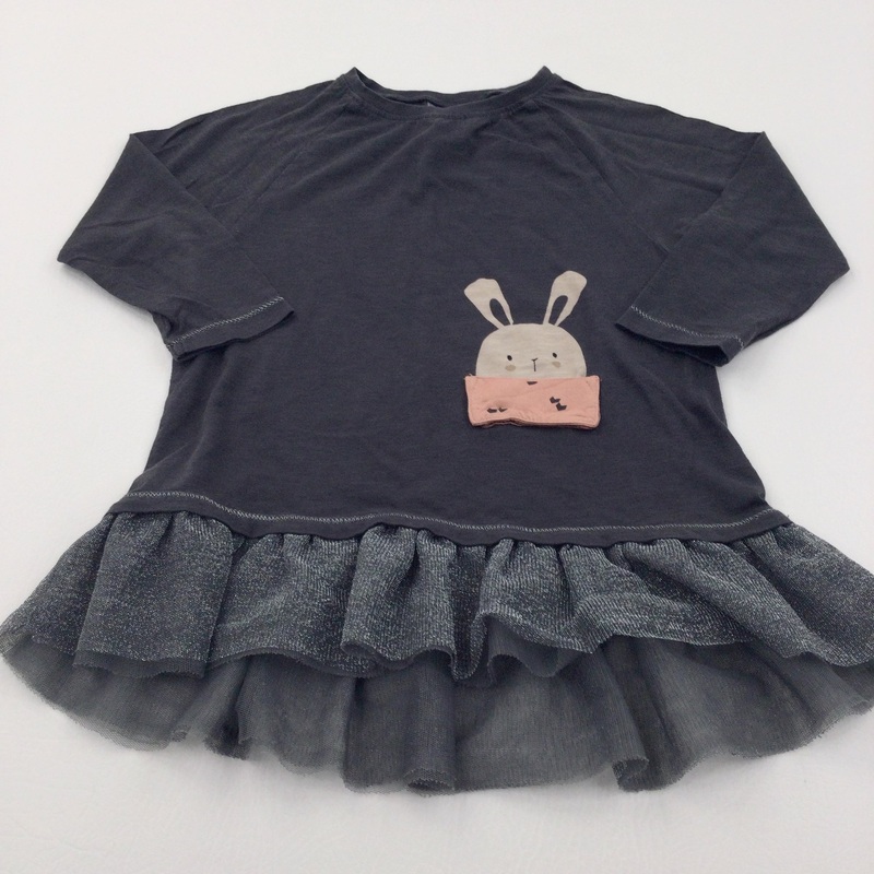 Rabbit Pocket Black Long Sleeve Tunic Top - Girls 2-3 Years