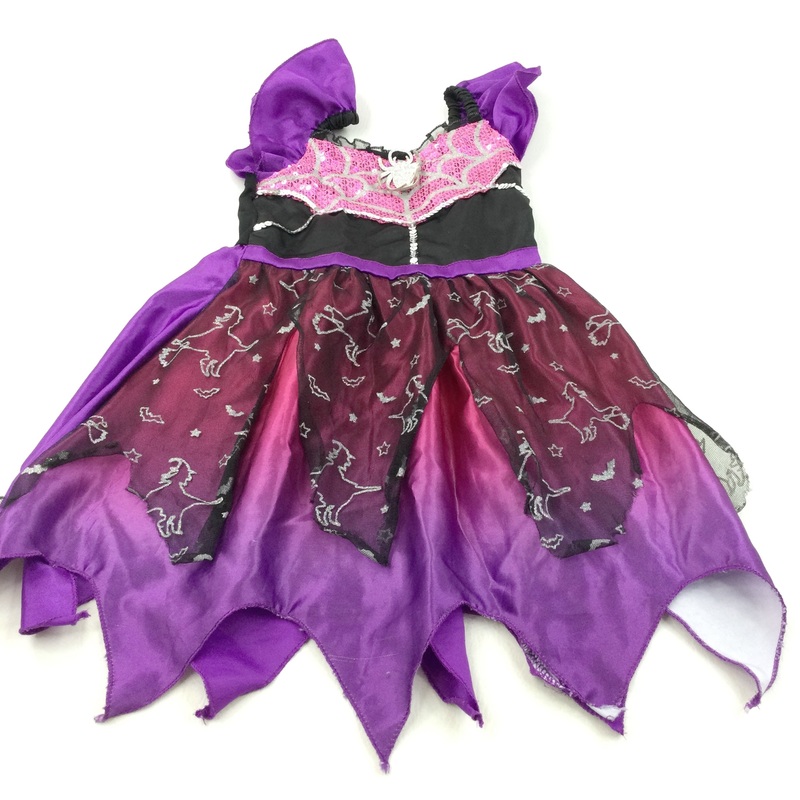 Spiders & Witches Purple & Black Halloween Costume Dress - Girls 3-4 Years
