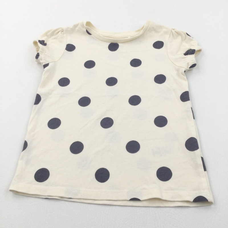 Spotty Cream & Grey T-Shirt - Girls 3-4 Years