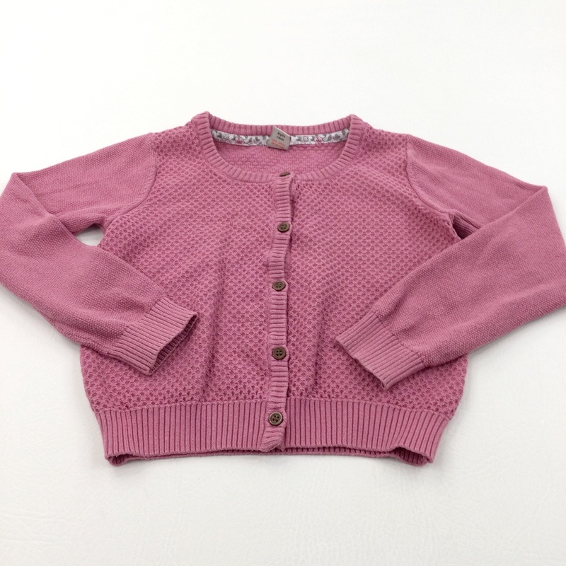 Textured Dusky Pink Knitted Cardigan - Girls-6 Years