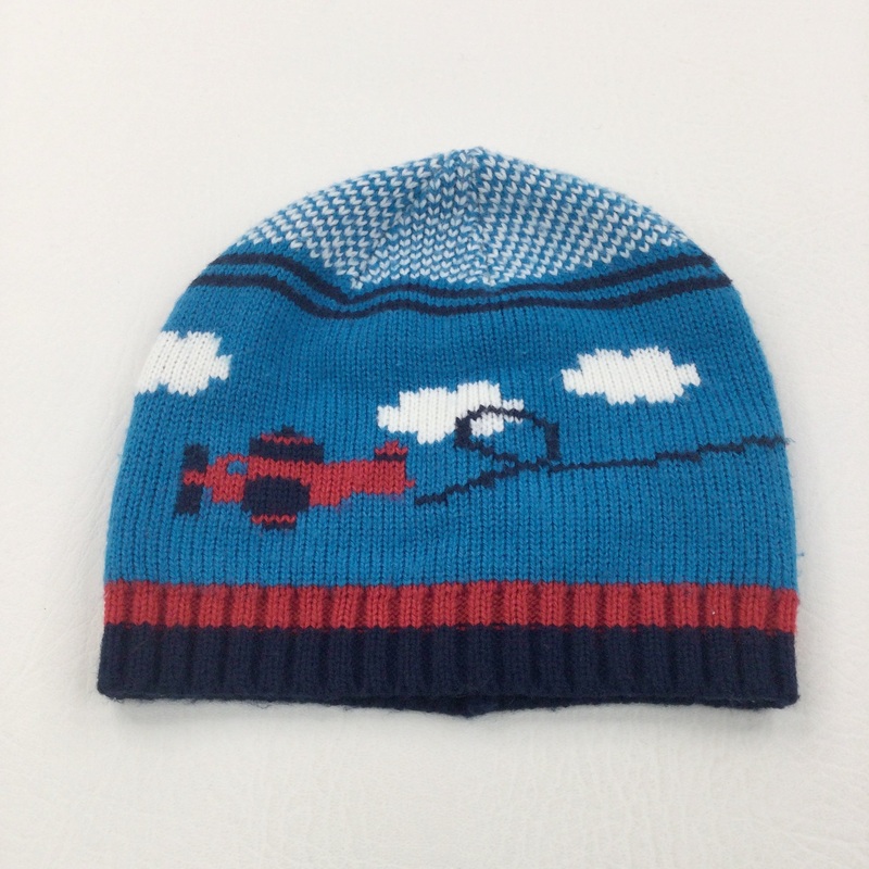 Aeroplane Navy, Blue & Red Knitted Hat - Boys 1-3 Years