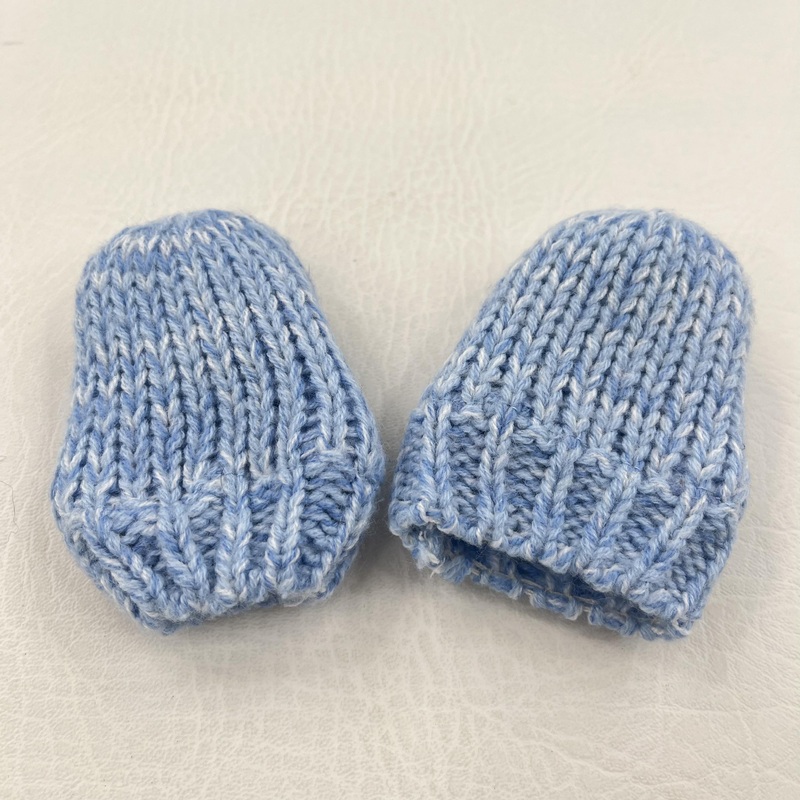 Blue Fleece Lined Knitted Mittens - Boys 0-3 Months