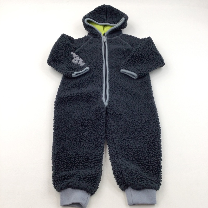 Charcoal Grey Thick Fleece Onesie with Hood - Boys 18-24 Months
