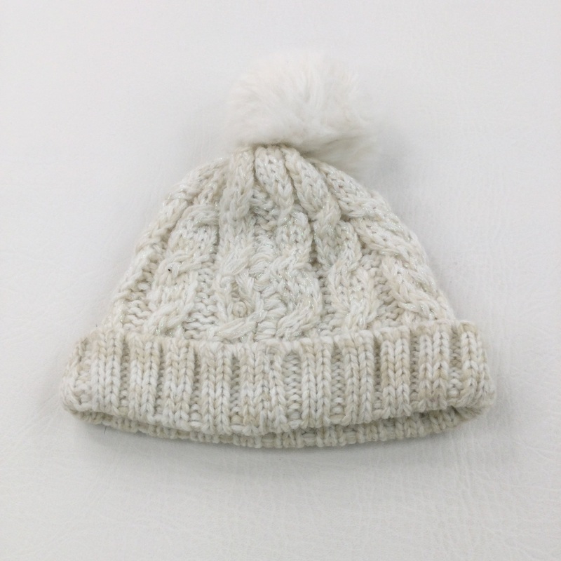 Sparkly Oatmeal Bobble Hat - Girls 0-3 Months