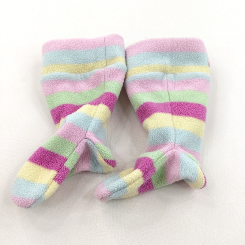 Striped Colourful Fleece Welly Liners - Girls 1-2 Years