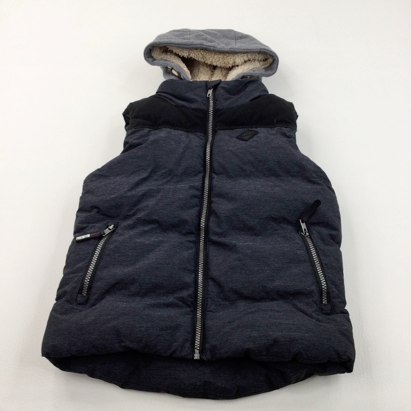 Black & Grey Padded Gilet with Fleece Lined Jersey Hood - Boys 9 Years