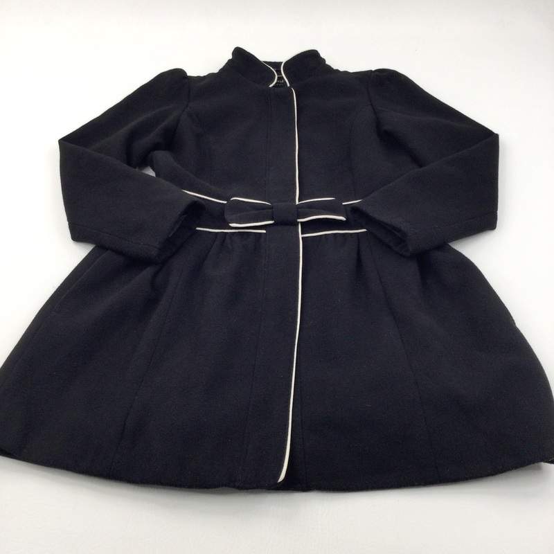 Black & White Fabric Coat with Collar - Girls 11-12 Years