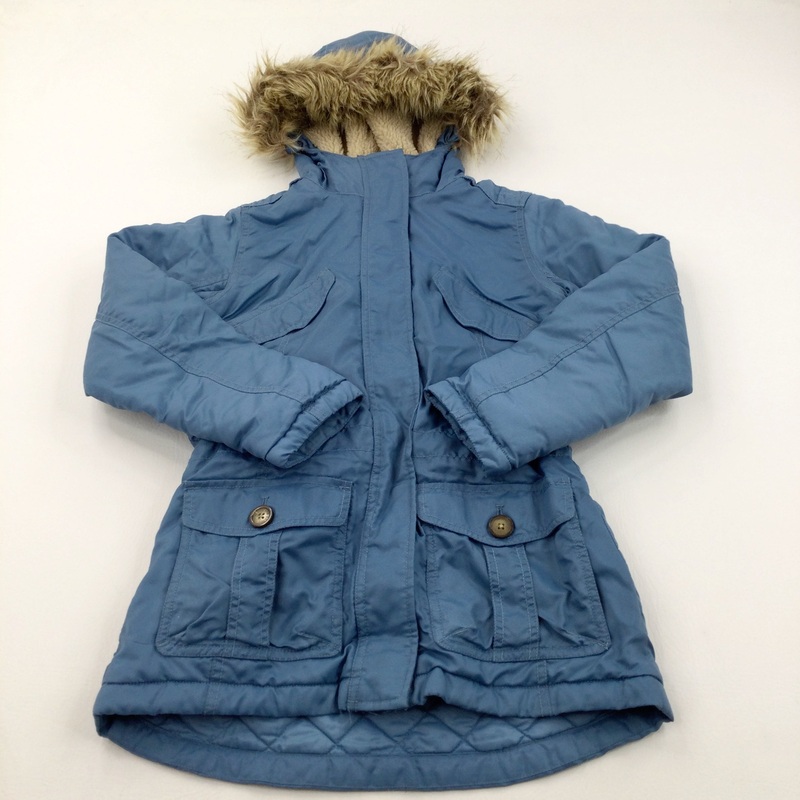 Blue Showerproof Midweight Coat with Fleece Lined Hood - Girls/Boys 7-8 Years
