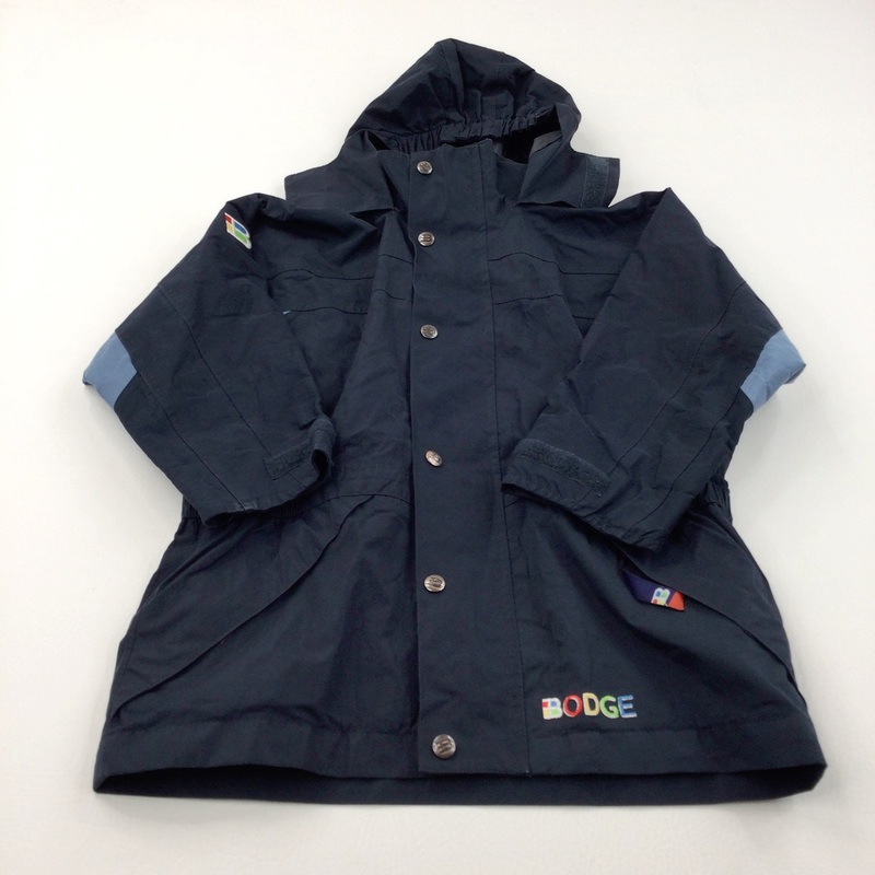 'Bodge' Navy & Blue Showerproof Midweight Coat with Hood - Boys 5-6 Years