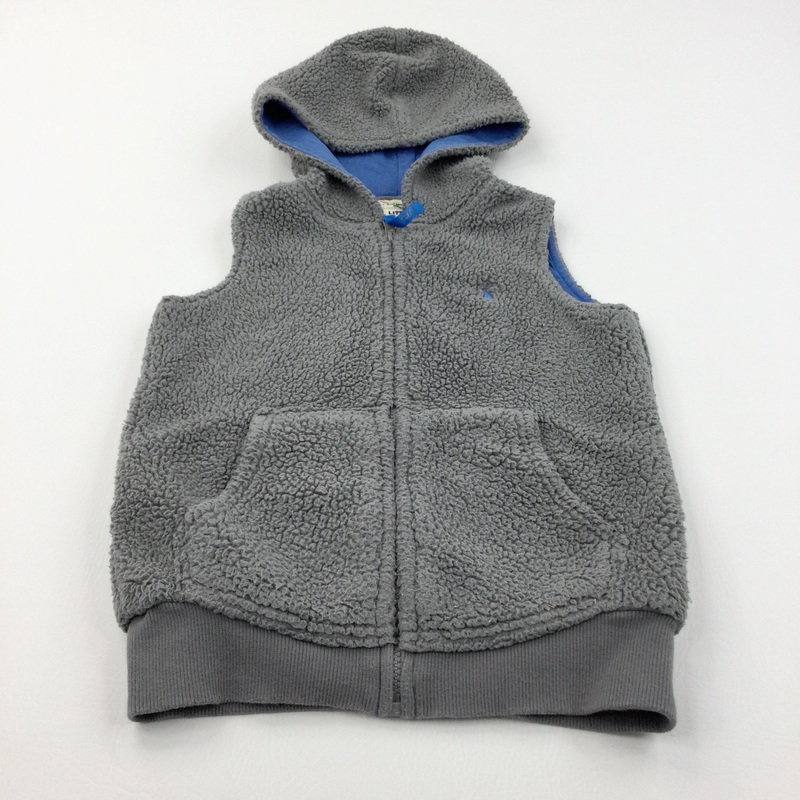'Joules Rugby Football Match...' Grey Fleece Zip Up Gilet with Hood - Boys 6 Years