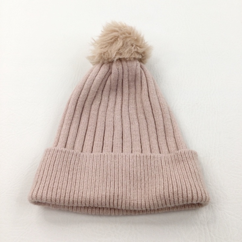 Peach Knitted Bobble Hat - Girls 2-4 Years