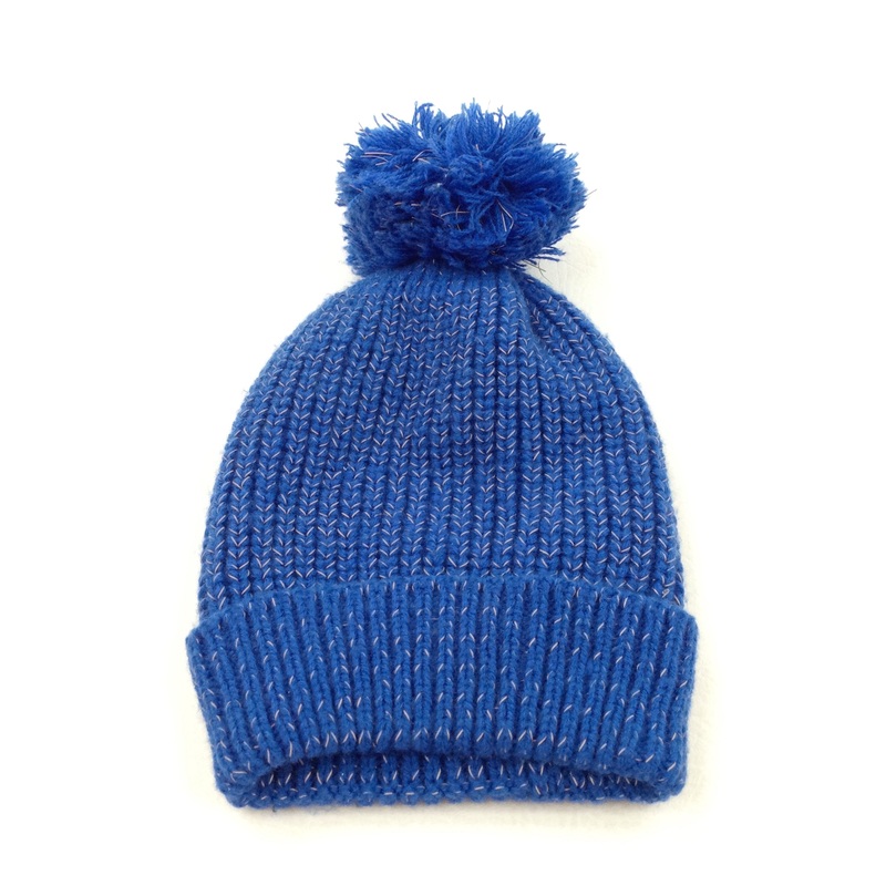 Reflective Blue Knitted Bobble Hat - Boys 2-4 Years