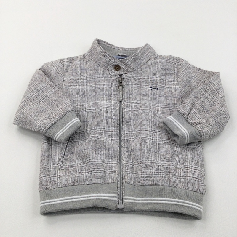 Shark Motif Brown Checked Lightweight Jacket - Boys 9-12 Months