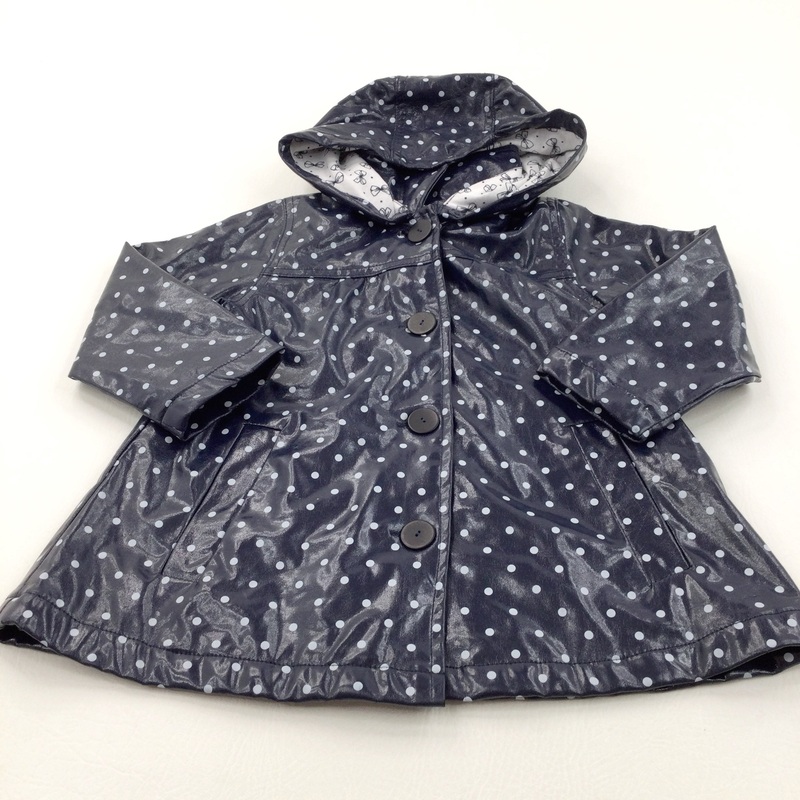 Spotty Black & White Showerproof Lightweight Jacket with Hood - Girls 3 Years