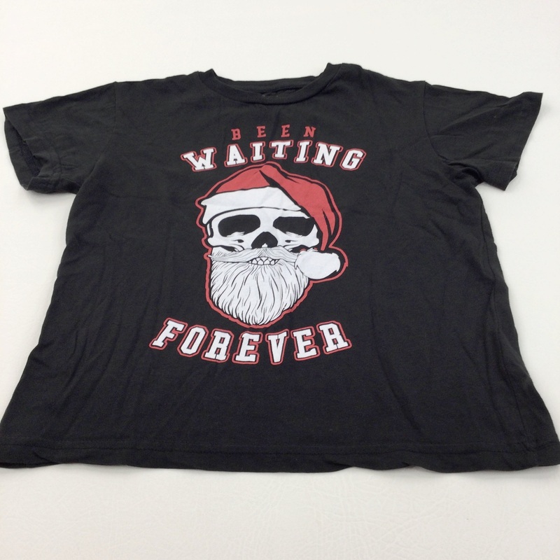 'Been Waiting Forever' Skull Santa Black Christmas T-Shirt - Boys 3-4 Years