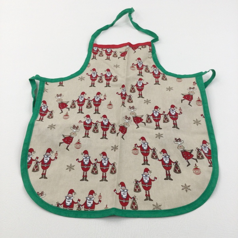 Father Christmas Red, Beige & Green Apron - Boys/Girls 1-3 Years